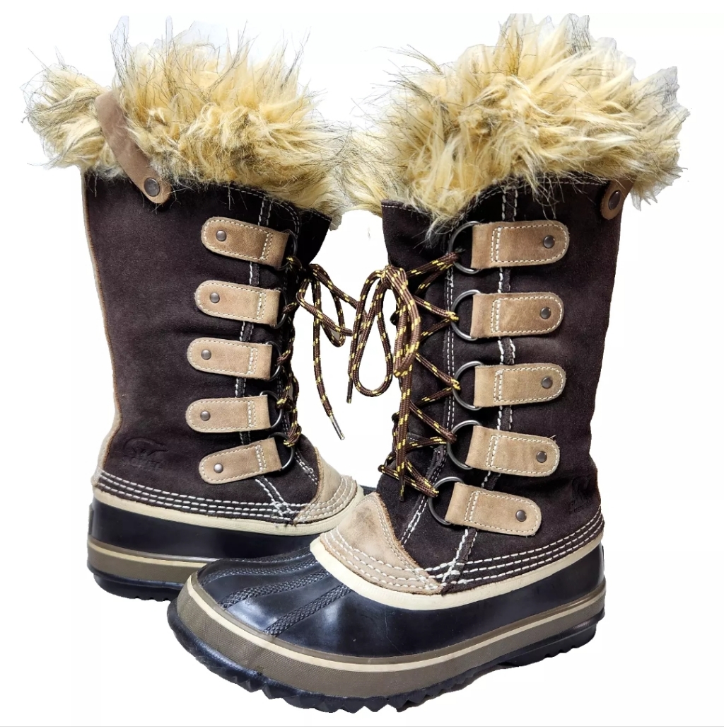 Sorel Joan Of Arctic $240 Sz 7 Brown Beige Waterproof Winter Boots